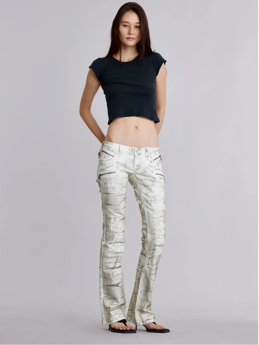 Rock Revival Kamil Super Low-Rise Moto Bootcut Jeans in Riot Frost - Picture 5 of 12